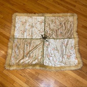 silk and fur baby blanket and hat set